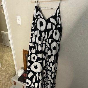 Navy and White printed LOFT dress size 14